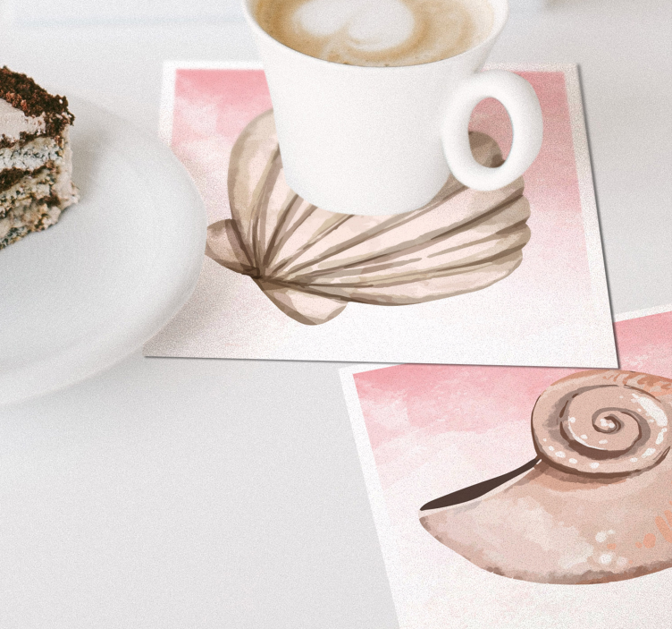 Glasunderlägg modernt snäckor med rosa splash - Tenstickers