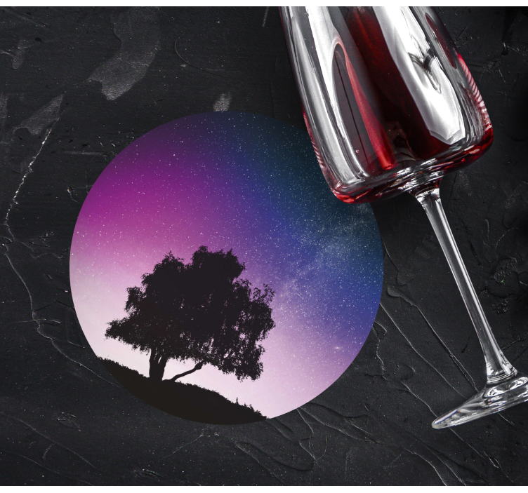 Glasunderlägg modernt stjärnklädd träd - Tenstickers
