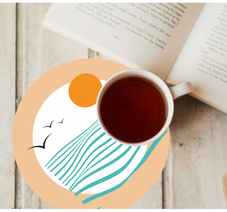 Glasunderlägg modernt vågmönster solnedgång - Tenstickers