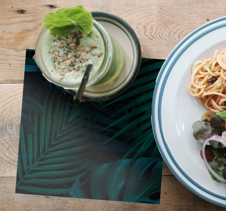 Glasunderlägg mönster av frodig grönska - Tenstickers