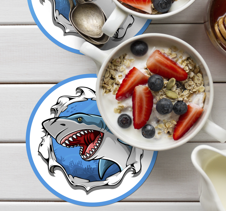 Glasunderlägg nördar arg haj illustration - Tenstickers
