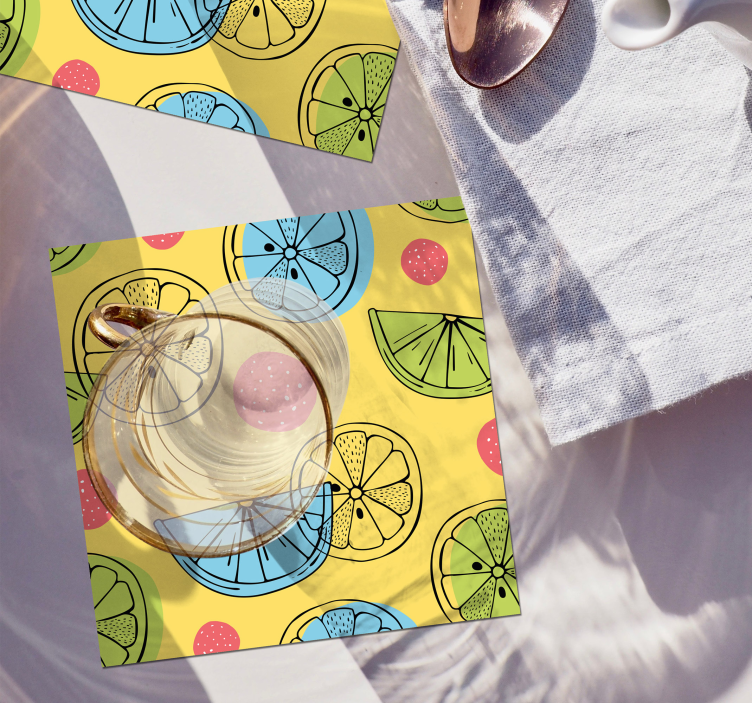 Glasunderlägg nördar färgglad citrusmönster - Tenstickers