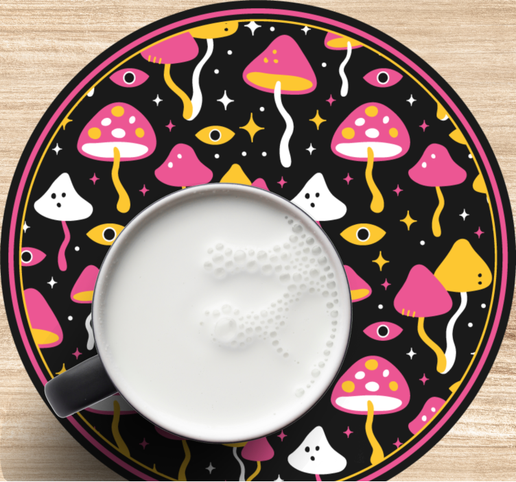 Glasunderlägg nördar färgglad svampmönster - Tenstickers