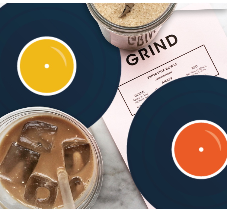 Glasunderlägg nördar färgglad vinylinspiration - Tenstickers