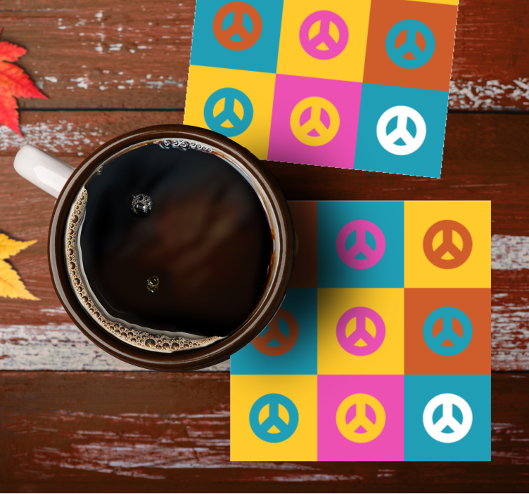Glasunderlägg nördar färgglada fredssymboler - Tenstickers