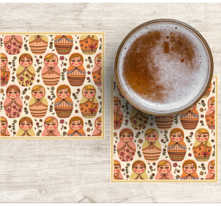 Glasunderlägg nördar färgglada matryoshka-dockor - Tenstickers
