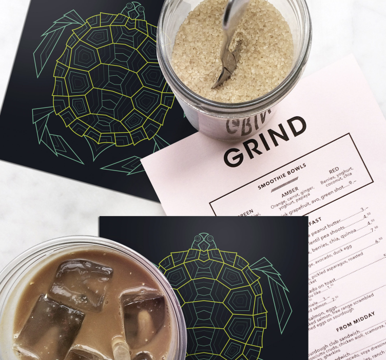 Glasunderlägg nördar geometrisk sköldpadda figur - Tenstickers