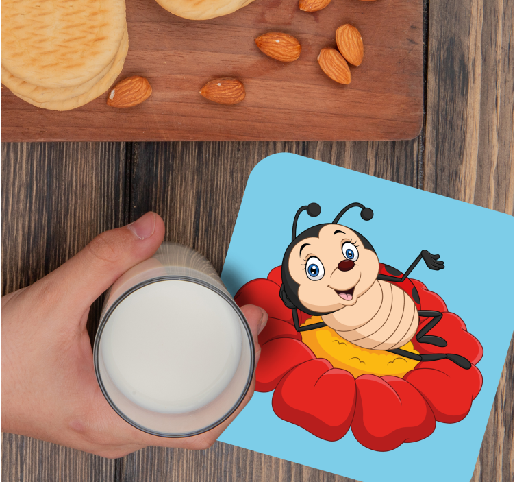 Glasunderlägg nördar glad insekt karaktär - Tenstickers