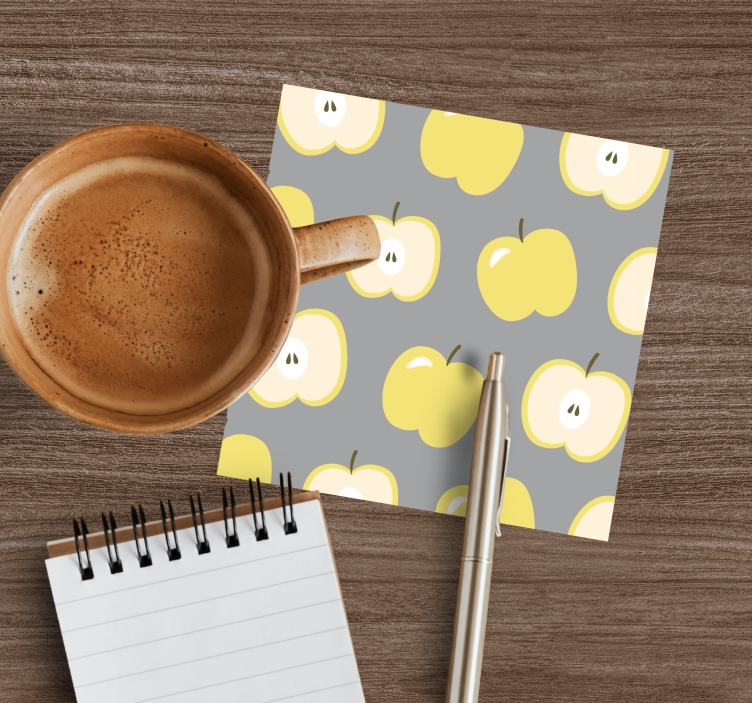 Glasunderlägg nördar gult Äppelmönster - Tenstickers