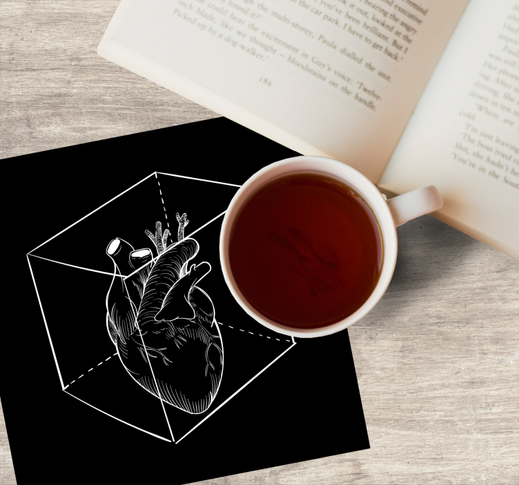 Glasunderlägg nördar hjärta i 3d-kub - Tenstickers