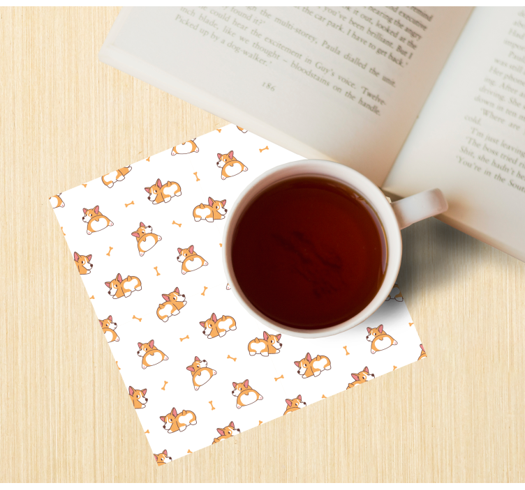 Glasunderlägg nördar lekfullt corgi-mönster - Tenstickers