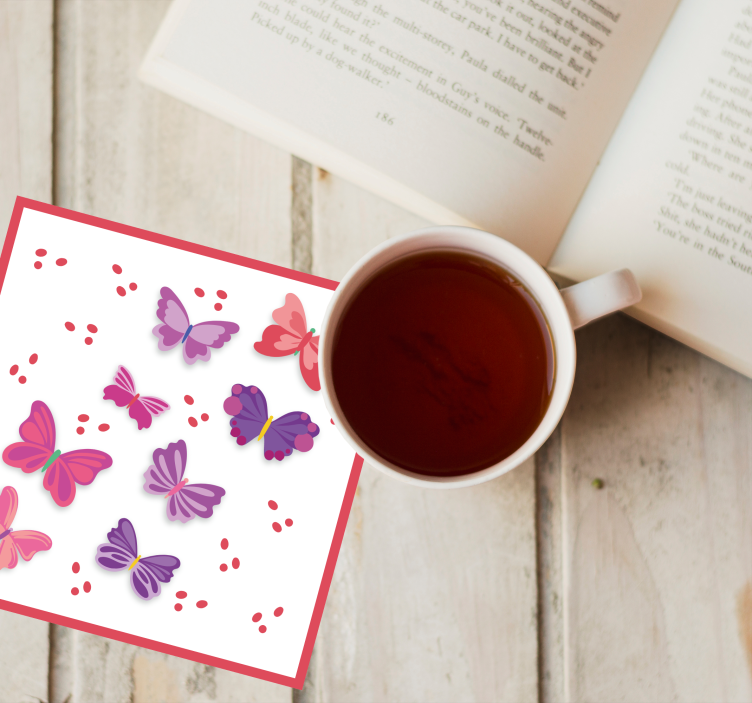 Glasunderlägg nördar livliga fjärilsillustrationer - Tenstickers