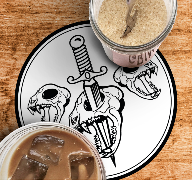 Glasunderlägg nördar med dödskalle och svärd - Tenstickers