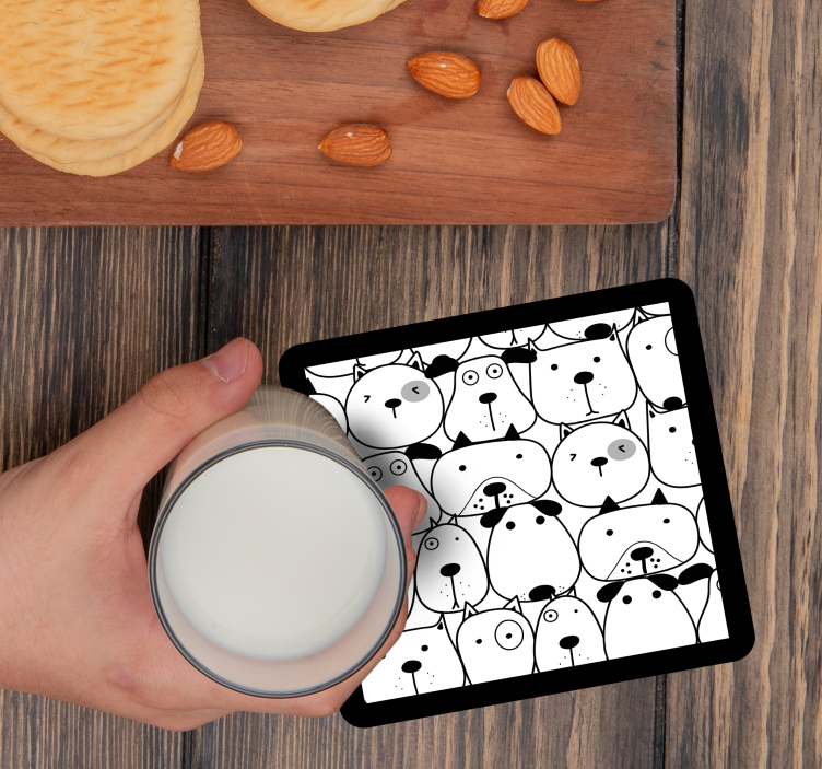 Glasunderlägg nördar med lekfulla hundansikten - Tenstickers
