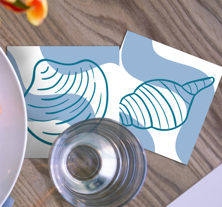 Glasunderlägg nördar med stiliserade snäckillustrationer - Tenstickers