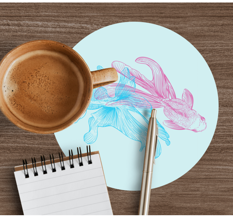 Glasunderlägg nördar med tvåfärgade fiskillustrationer - Tenstickers