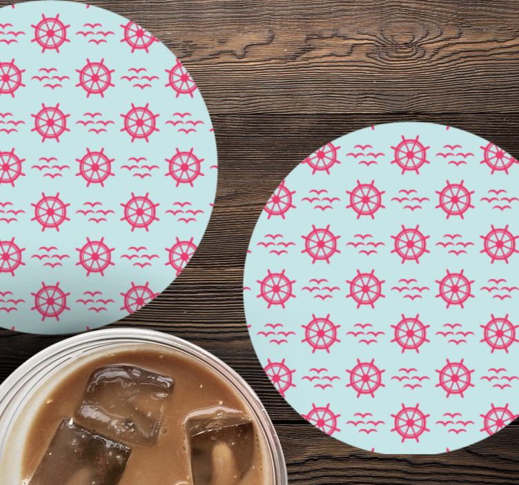 Glasunderlägg nördar nautisk hjulmönster - Tenstickers