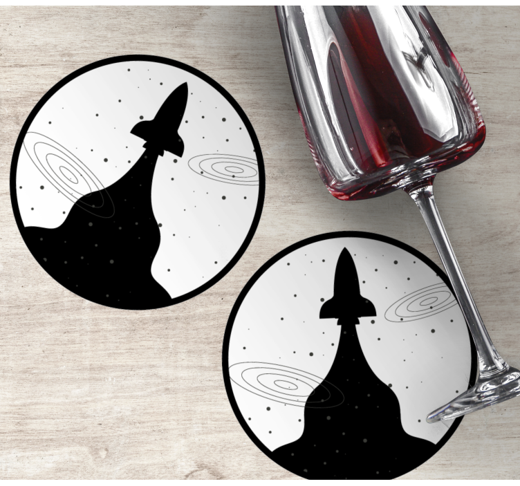Glasunderlägg nördar raketsiluett med stjärnor - Tenstickers
