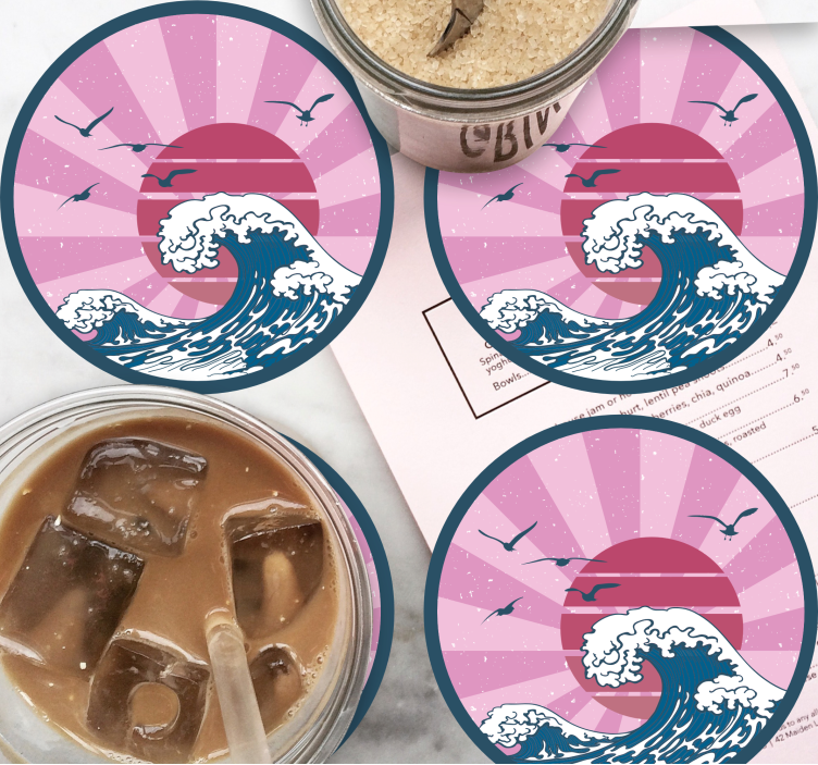 Glasunderlägg nördar retro havvågor design - Tenstickers