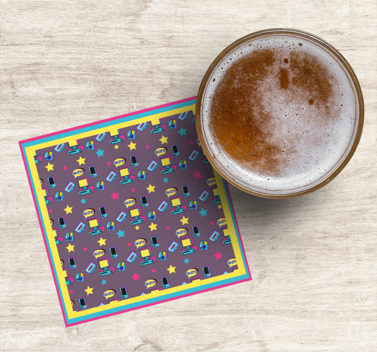 Glasunderlägg nördar retro teknikmönster - Tenstickers