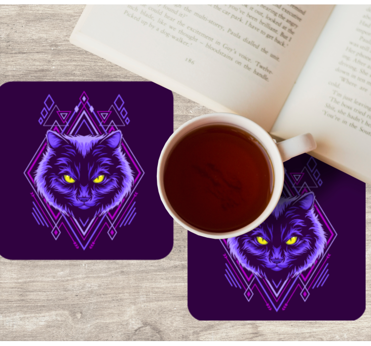 Glasunderlägg nördar snygg kattillustration - Tenstickers