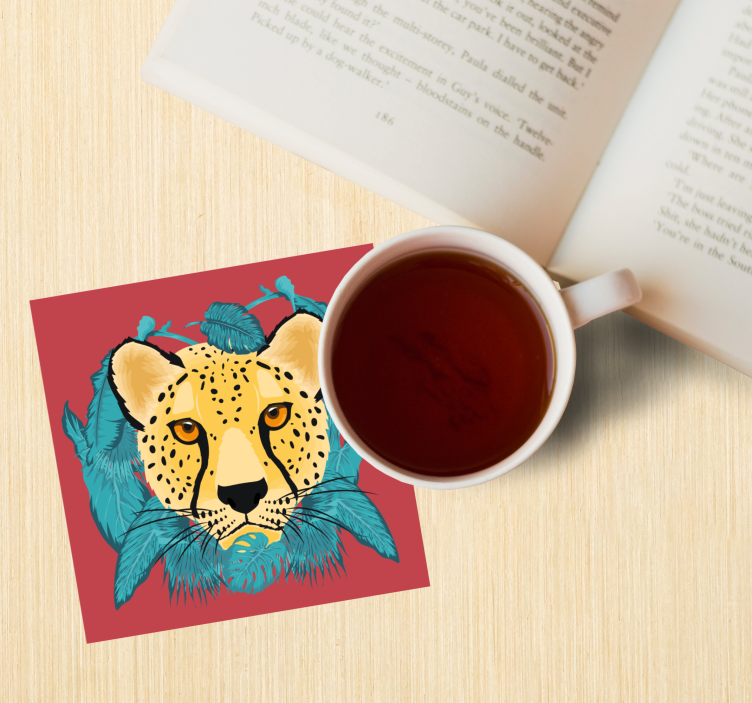 Glasunderlägg nördar stiliserad leopardillustration - Tenstickers