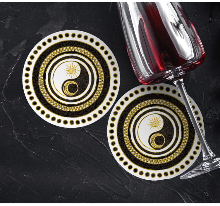 Glasunderlägg nördar yin yang cirkulärt mönster - Tenstickers