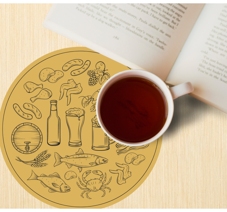 Glasunderlägg öl mat och dryck ikoner - Tenstickers