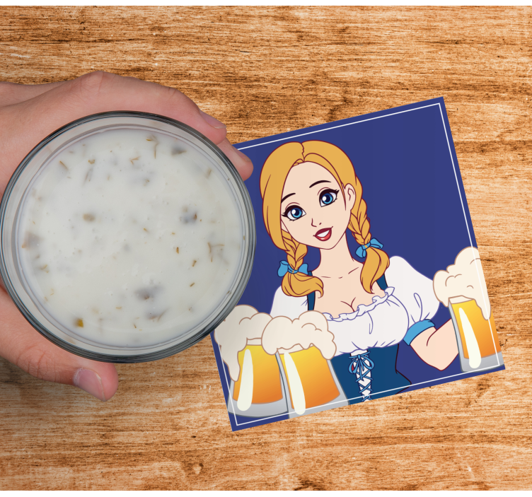 Glasunderlägg öl med glad bartenderillustration - Tenstickers