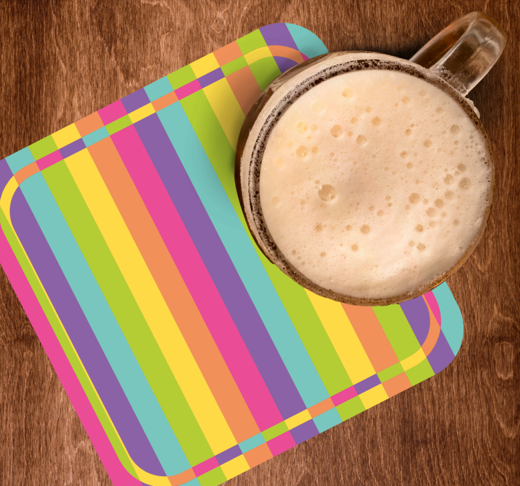 Glasunderlägg öl med livfullt färgglatt mönster - Tenstickers