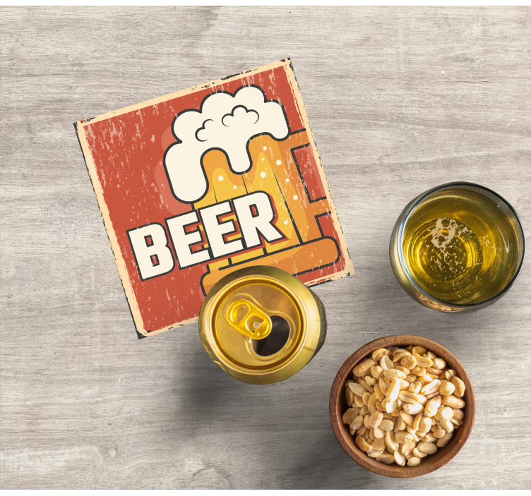 Glasunderlägg öl med ölkrus grafik - Tenstickers