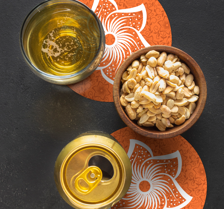 Glasunderlägg öl stiliga orange flora - Tenstickers