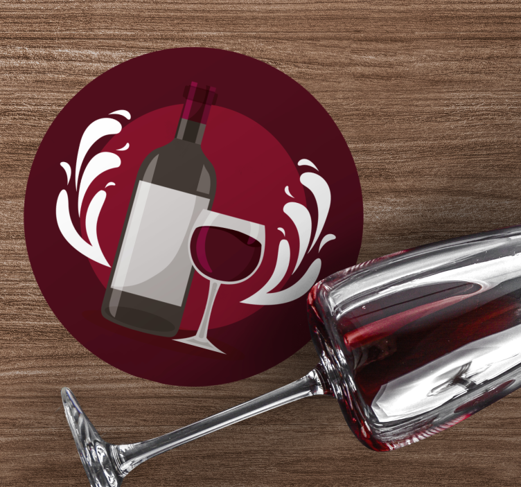 Glasunderlägg öl vinflaska och glas - Tenstickers