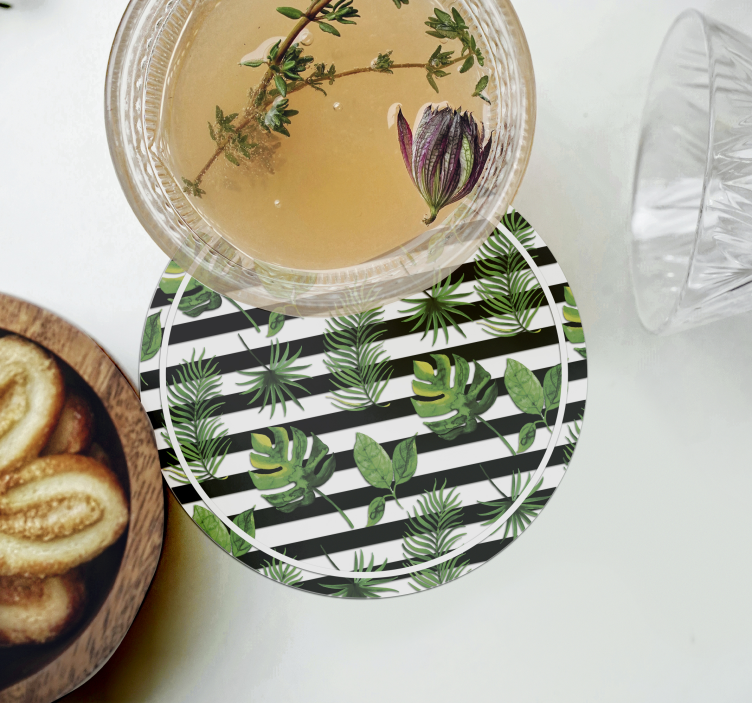 Glasunderlägg tropisk bladidé - Tenstickers