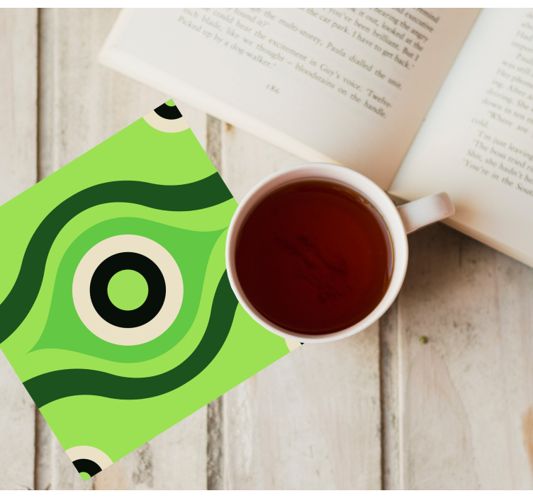 Glasunderlägg vågigt grönt mönster - Tenstickers