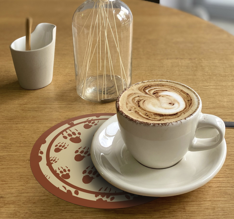 Glasunderlägg vintage brun tassavtryck cirkel - Tenstickers