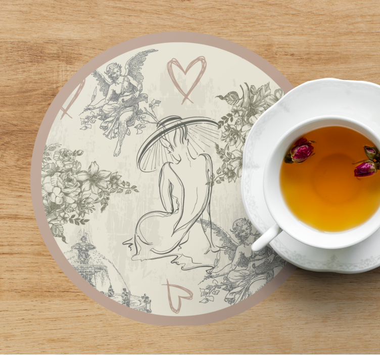 Glasunderlägg vintage eleganta blommor - Tenstickers