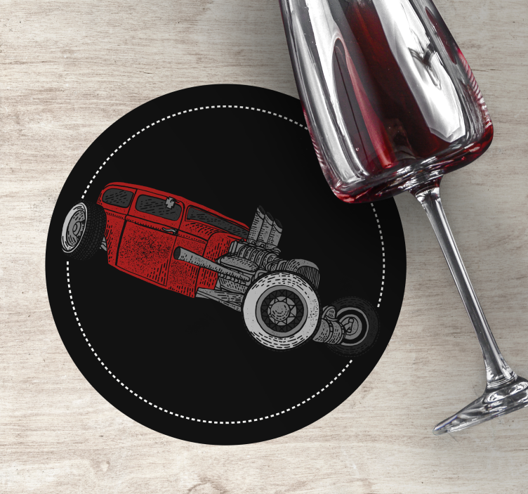 Glasunderlägg vintage klassisk hot rod illustration - Tenstickers