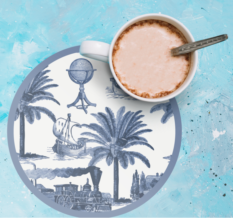 Glasunderlägg vintage klassiskt reseutforskningstema - Tenstickers