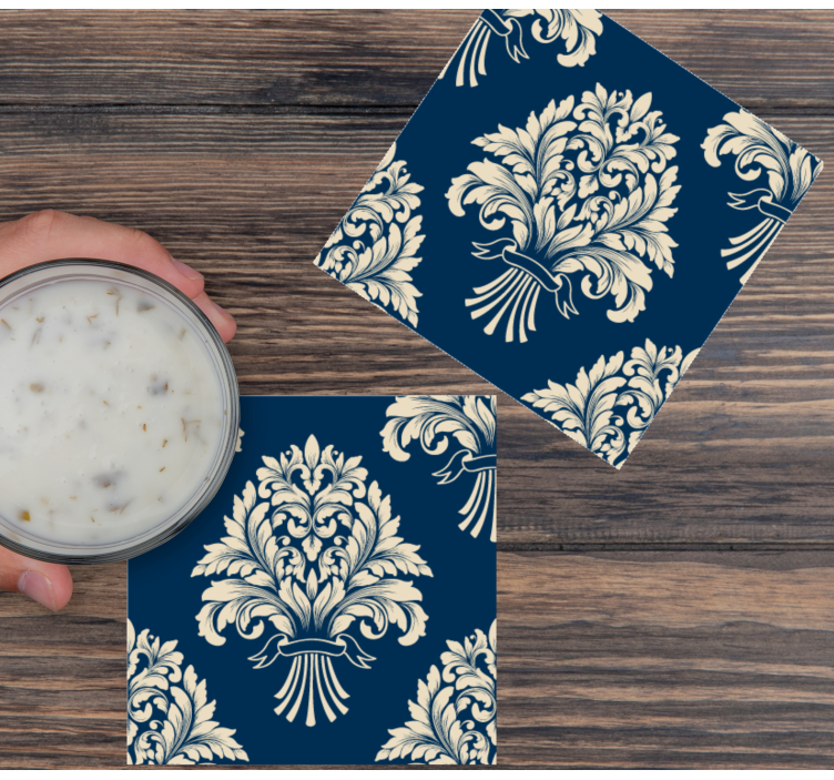 Glasunderlägg vintage med intrikat bladmönster - Tenstickers