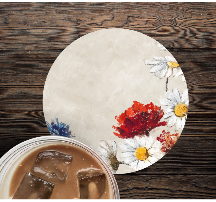 Glasunderlägg vintage med livfull blomsterkomposition - Tenstickers