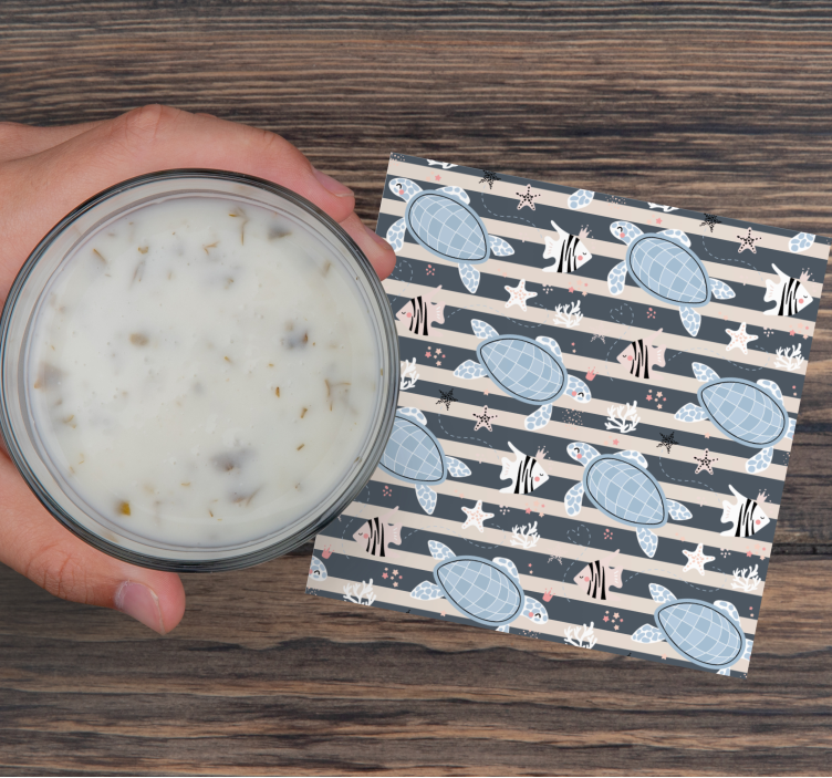 Glasunderlägg vintage med sköldpaddsdesign - Tenstickers