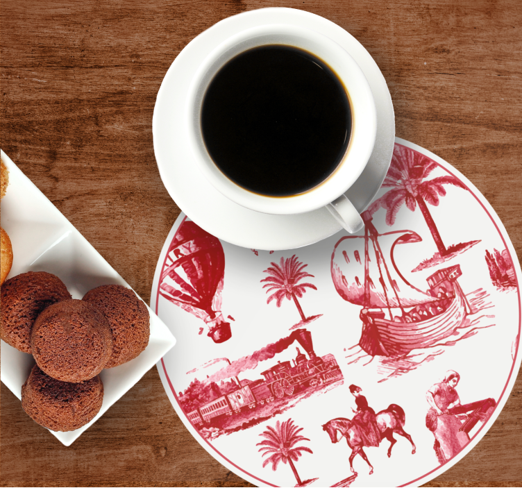 Glasunderlägg vintage nautisk scen - Tenstickers