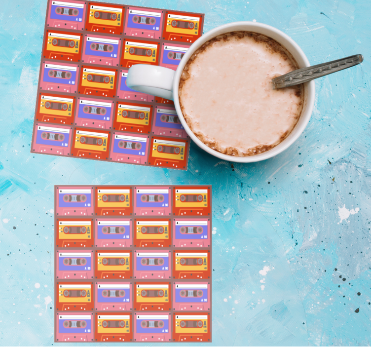 Glasunderlägg vintage retro kassettband - Tenstickers