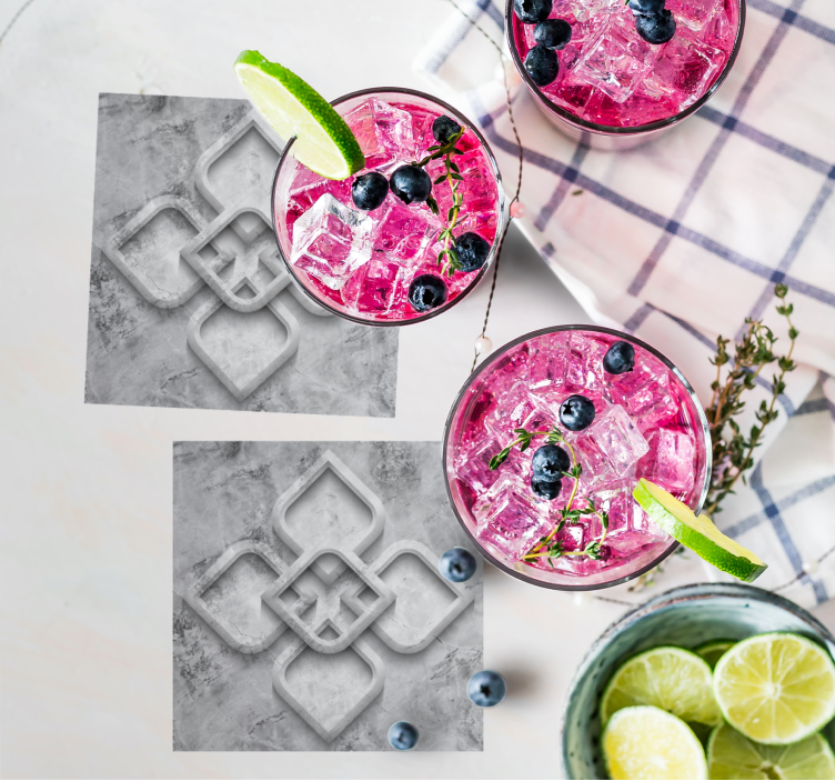 Grå 3d geometriska stenplattor glasunderlägg - Tenstickers