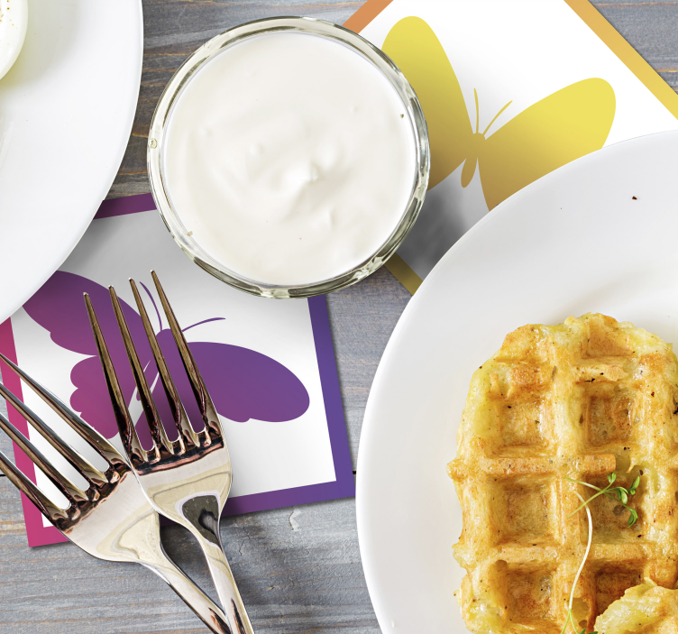 Gradient fjärilar fjärilsglasunderlägg - Tenstickers