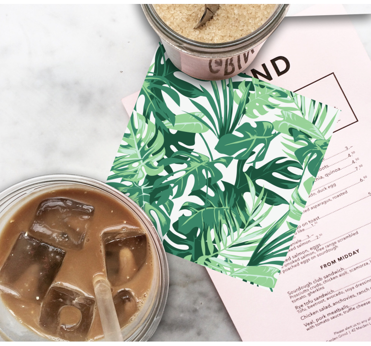 Gröna stora blad modern glasunderlägg - Tenstickers