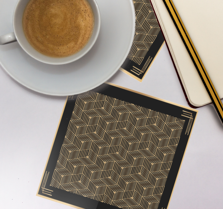 Gyllene geometriska deco mönster modern glasunderlägg - Tenstickers