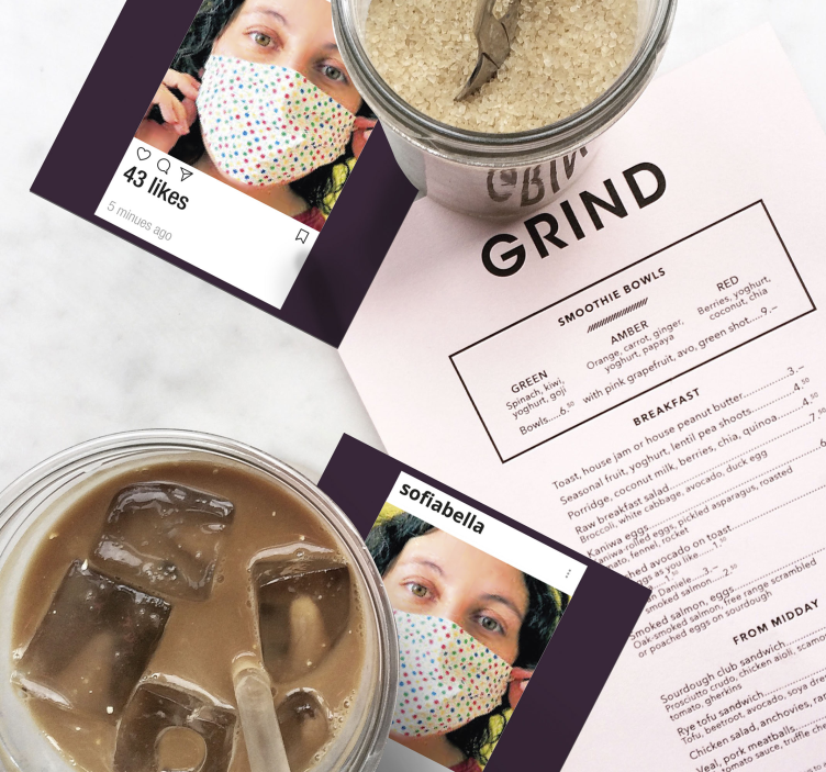 Instagram med foto- och textanpassade glasunderlägg - Tenstickers