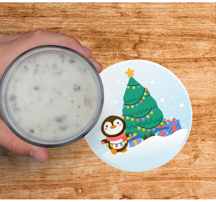 Julunderlägg pingvin med julgran - Tenstickers